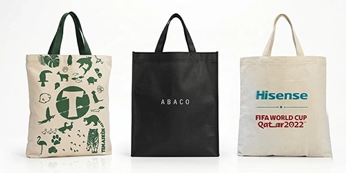 Bolsas ecológicas de friselina con asas y sin fuelle personalizadas con logo, medida estándar 35x45+0